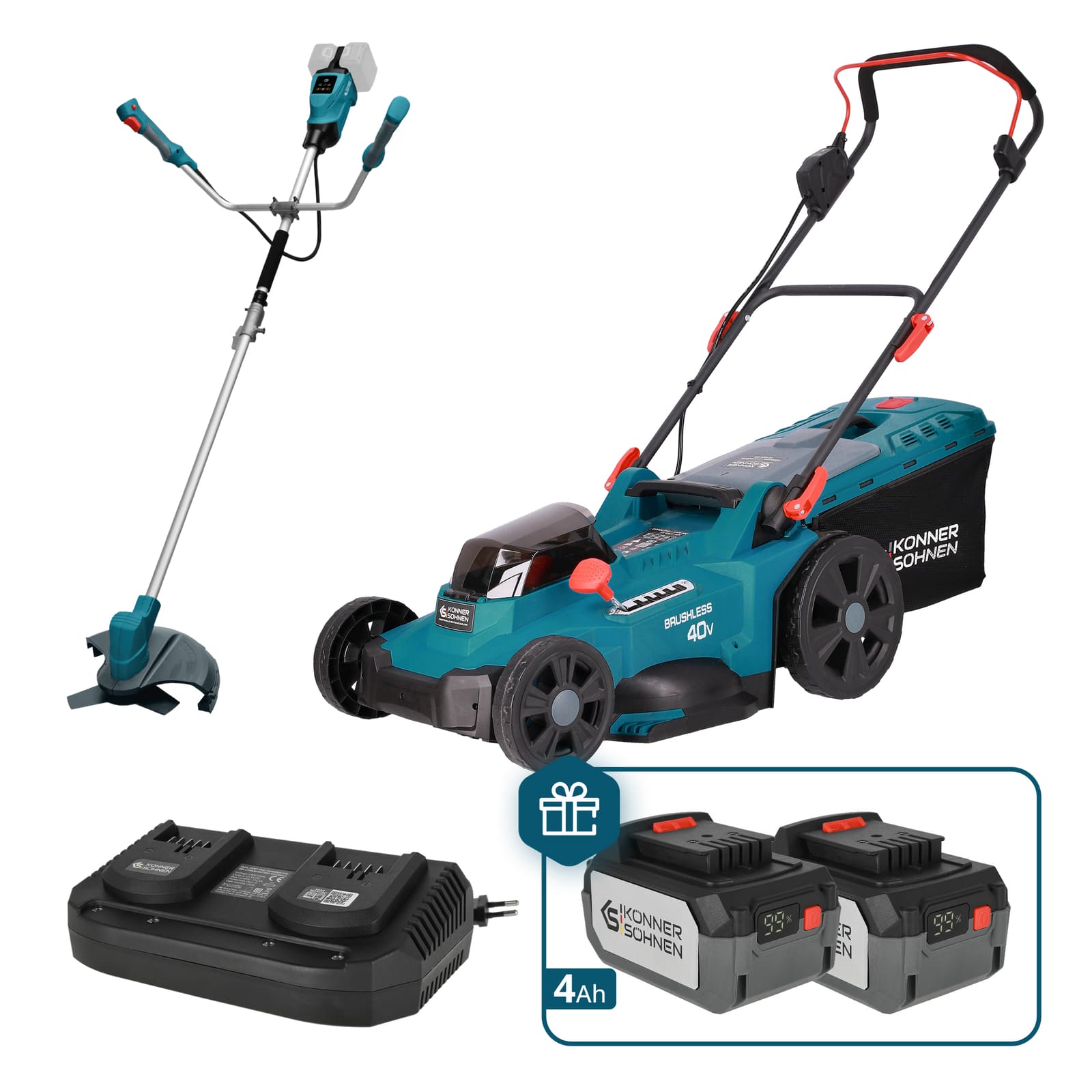 Газонокосарка акумуляторна Konner&Sohnen KS43LM-BCT40V-SET